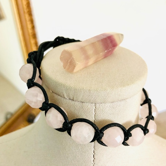 Vintage Rose Quartz Bracelet & Quartz Prism Stone - Picture 3 of 11